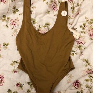 Seamless ribbed open back bodysuit